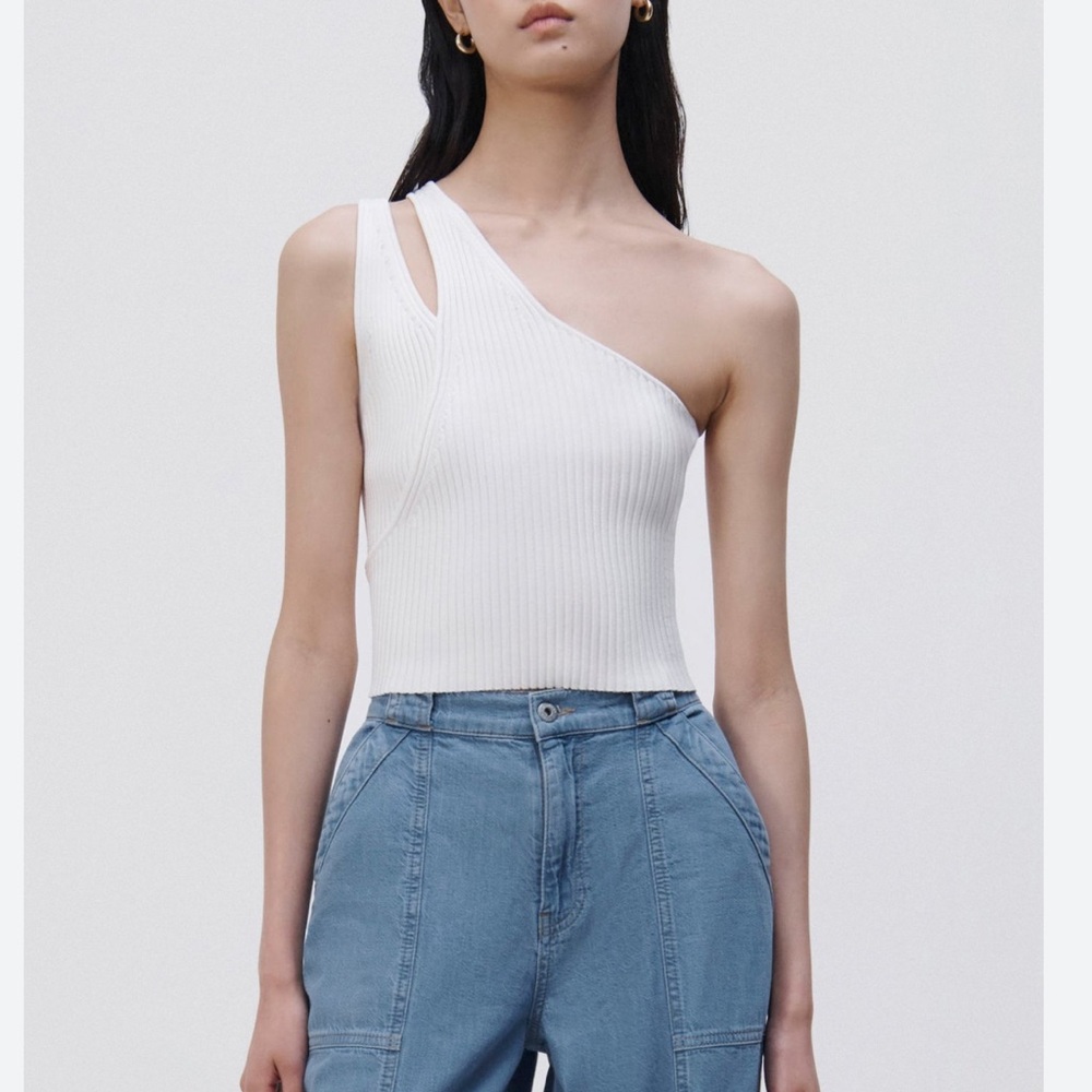 JONATHAN SIMKHAI White Jenni Compact Rib Tank